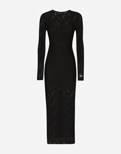 Dolce & Gabbana Long Lace Dress In Black