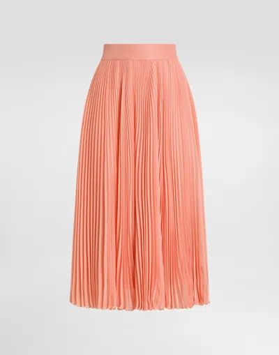Dolce & Gabbana Long Pleated Chiffon Skirt In Pink