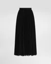 Dolce & Gabbana Dolce&gabbana Gonna Midi In Chiffon And Black Lace In Blue