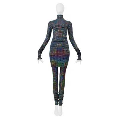 Pre-owned Dolce & Gabbana Long Rainbow Sequin Legging Ensemble 2021 In Black