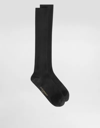 Dolce & Gabbana Long Ribbed Socks In Black