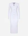 Dolce & Gabbana Long Ribbed Viscose Cardigan In White