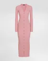 Dolce & Gabbana Long Ribbed Wool Cardigan In Pink