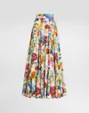 Dolce & Gabbana Multicolor Maxi Skirt With Logo Lettering Detail On The Front And All-over Floral Print In Cotton Wo In Print