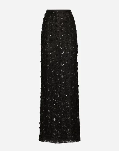 Dolce & Gabbana Long Sequined Mermaid Skirt In Black