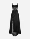Dolce & Gabbana Silk-blend Chiffon And Lace Corset Dress In Black