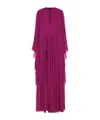 Dolce & Gabbana Long Silk Chiffon Caftan With Drawstring In Purple