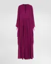 Dolce & Gabbana Long Silk Chiffon Caftan With Drawstring In Purple