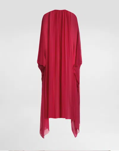 Dolce & Gabbana Long Silk Chiffon Caftan With Drawstring In Purple