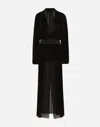 Dolce & Gabbana Silk Chiffon Tuxedo Long Dress In Black