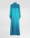 Dolce & Gabbana Long Silk Satin Caftan In Green