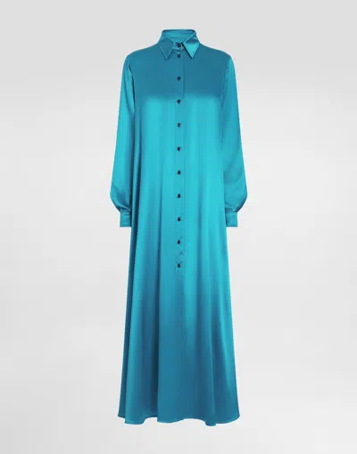 Dolce & Gabbana Long Silk Satin Caftan In Green