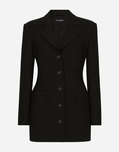 DOLCE & GABBANA LONG SINGLE-BREASTED WOOL CADY DOLCE-FIT JACKET