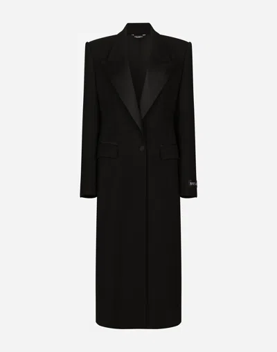 DOLCE & GABBANA LONG SINGLE-BREASTED WOOL TUXEDO COAT