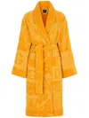 Dolce & Gabbana Cotton Jacquard Bathrobe In Orange