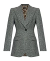 Dolce & Gabbana Tweed Jacket With Flap Pockets And Peak Lapels In Gray