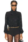 Dolce & Gabbana Black Shirt With Bow And Jacquard Dg Logo In Black