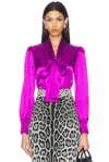 Dolce & Gabbana Pussy-bow Silk-chiffon Blouse In Purple