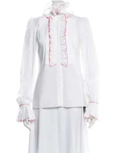 Pre-owned Dolce & Gabbana Long Sleeve Blouse W/ Tags In White