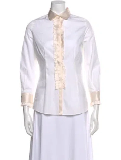 Pre-owned Dolce & Gabbana Long Sleeve Blouse In White