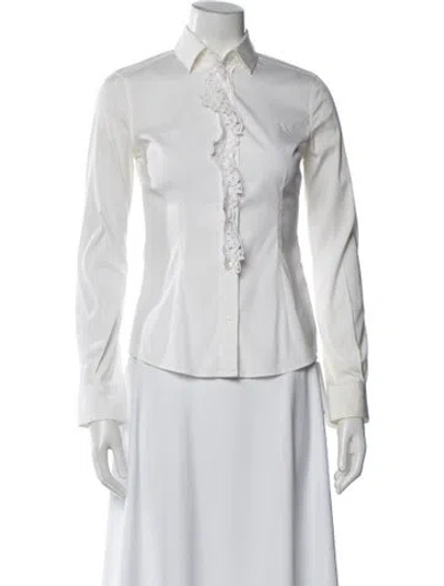 Pre-owned Dolce & Gabbana Long Sleeve Blouse In White