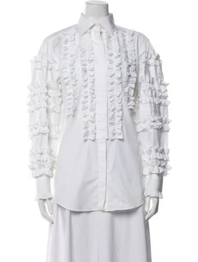 Pre-owned Dolce & Gabbana Long Sleeve Blouse In White