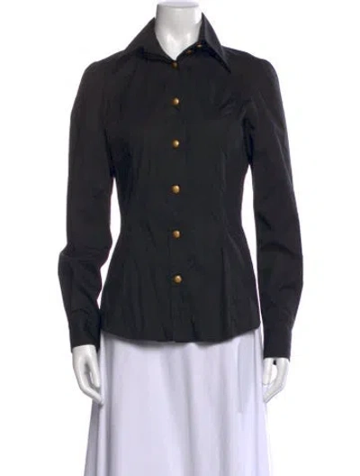 Pre-owned Dolce & Gabbana Long Sleeve Button-up Top In Black