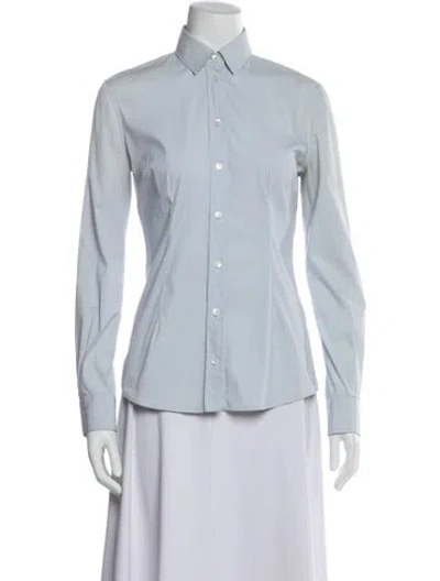 Pre-owned Dolce & Gabbana Long Sleeve Button-up Top In Blue