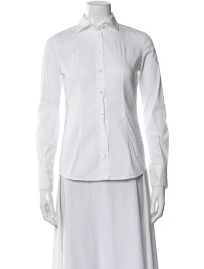 Pre-owned Dolce & Gabbana Long Sleeve Button-up Top In White