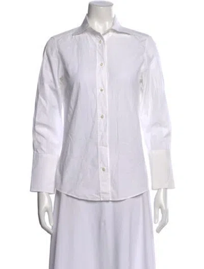 Pre-owned Dolce & Gabbana Long Sleeve Button-up Top In White