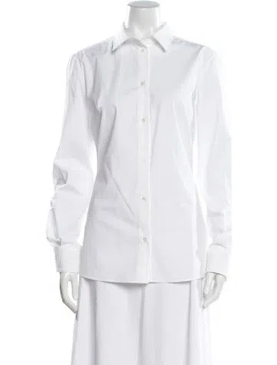 Pre-owned Dolce & Gabbana Long Sleeve Button-up Top In White