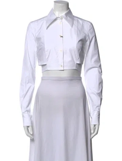 Pre-owned Dolce & Gabbana Long Sleeve Button-up Top In White