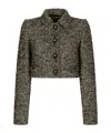 Dolce & Gabbana Cropped Speckled Tweed Jacket In Black