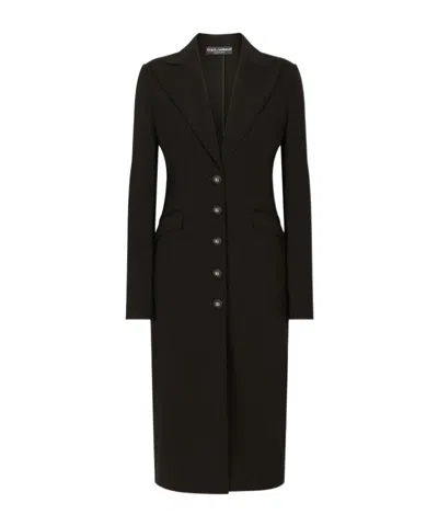 Dolce & Gabbana Logo-button Single-breasted Coat In Black