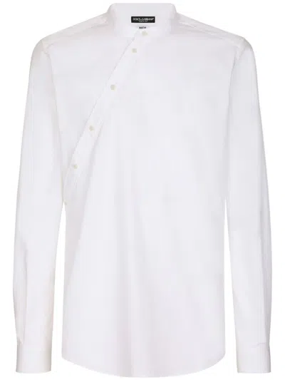 Dolce & Gabbana Long-sleeve Collarless Shirt In White