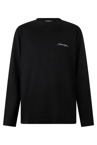 Dolce & Gabbana Long Sleeve Cotton Shirt - Fw25 Collection In Black