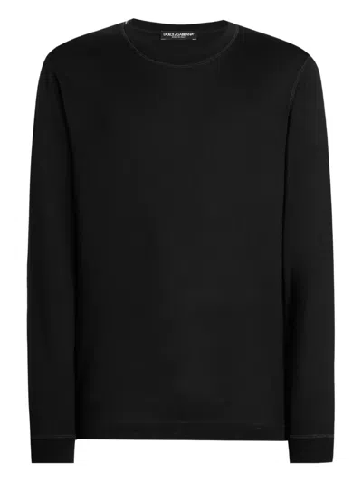 Dolce & Gabbana Long-sleeve Cotton T-shirt In Black