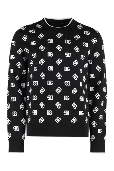 Dolce & Gabbana Long-sleeve Dg Dot Sweater In Black