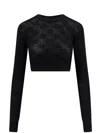 Dolce & Gabbana Cropped Mesh-stitch Viscose Sweater With Jacquard Dg Logo In Black