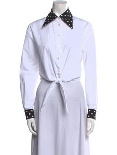 Pre-owned Dolce & Gabbana Long Sleeve Crop Top In White