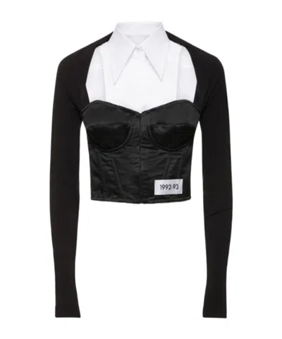Dolce & Gabbana Woman Top Black Size 6 Polyester, Viscose, Cotton, Elastane, Polyamide