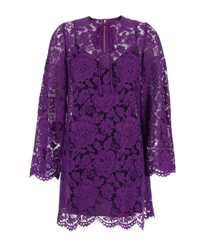 Dolce & Gabbana Long Sleeve Dress In Purple