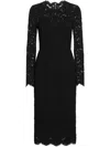Dolce & Gabbana Long-sleeved Calf-length Dress In Branded Stretch Lace In Black