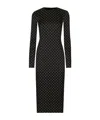 Dolce & Gabbana Charmeuse Calf-length Sheath Dress With Polka-dot Print In Black