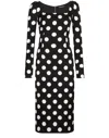 Dolce & Gabbana Polka Dot Print Silk Midi Dress In Black