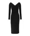 Dolce & Gabbana Draped V-neckline Midi Length Dress In Black