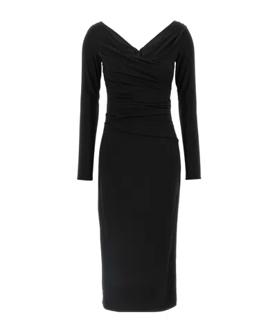 DOLCE & GABBANA DOLCE  GABBANA V-NECK DRAPED DRESS