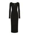 Dolce & Gabbana Long-sleeve Square-neck Midi Dress In Black