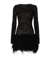Dolce & Gabbana Feather-trim Sequinned Minidress In Black