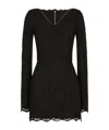 Dolce & Gabbana Black Stretch Silk Charmeuse Lace Dress In Black